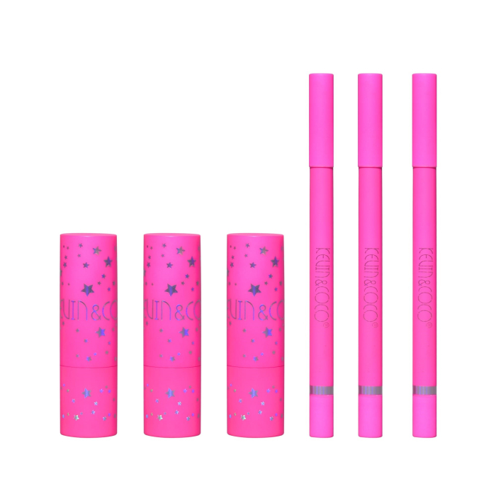 Set de Buze, KEVIN & COCO, Stay Wild, 3 Lip Stick-uri si 3 Creioane de Buze, 16.1 x 16 x 2.6 cm, Nuante Calde [5]