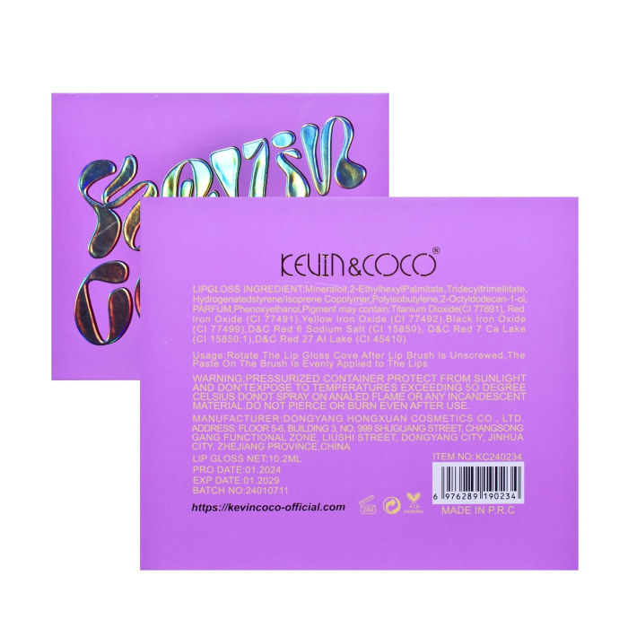 Set de Buze, KEVIN COCO, Violet Girl, 6 Lip Gloss-uri, 17 x 14.8 x 2.9 cm, Roz/Rosu/Mov [10]