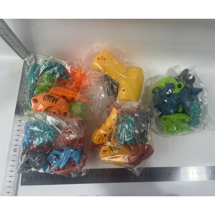 Set de Constructie/Asamblare, , 4 Dinozauri, cu Bormasina Electrica, Baterii 2 x AA, Surubelnita si Cutie Depozitare, 22.5 x 14.5 x 15 cm, Multicolor [9]