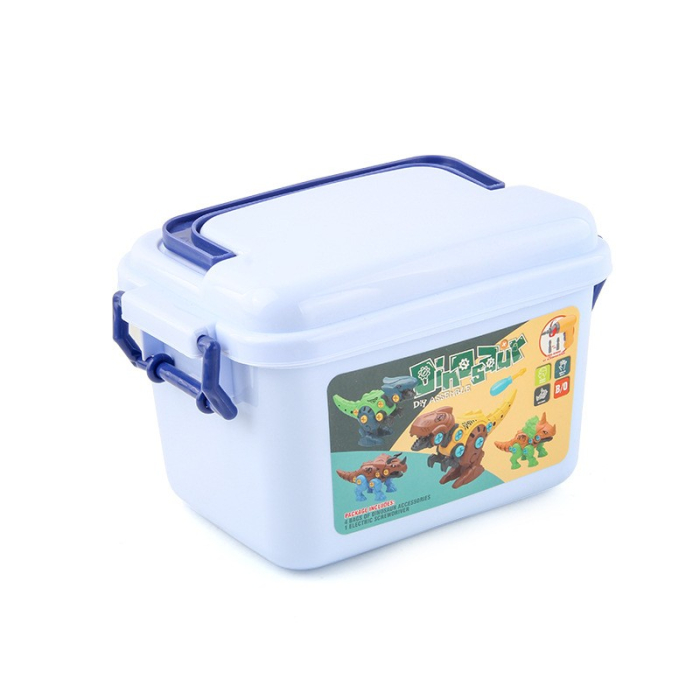 Set de Constructie/Asamblare, , 4 Dinozauri, cu Bormasina Electrica, Baterii 2 x AA, Surubelnita si Cutie Depozitare, 22.5 x 14.5 x 15 cm, Multicolor [13]
