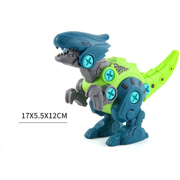 Set de Constructie/Asamblare, , 4 Dinozauri, cu Bormasina Electrica, Baterii 2 x AA, Surubelnita si Cutie Depozitare, 22.5 x 14.5 x 15 cm, Multicolor [8]