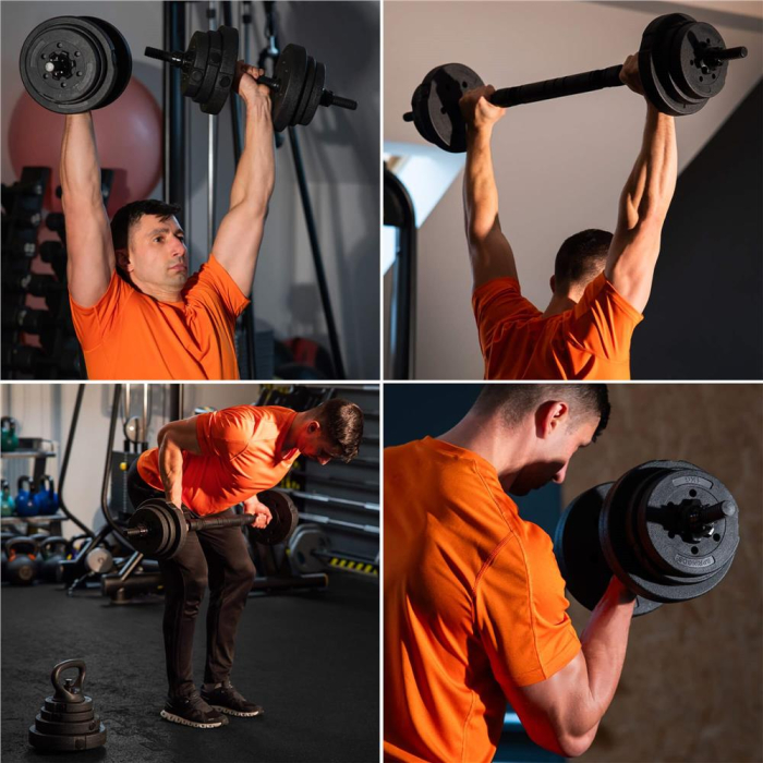 Set de greutati multifunctionale transformabil in gantere, kettlebell, haltera, total 19 kg [22]