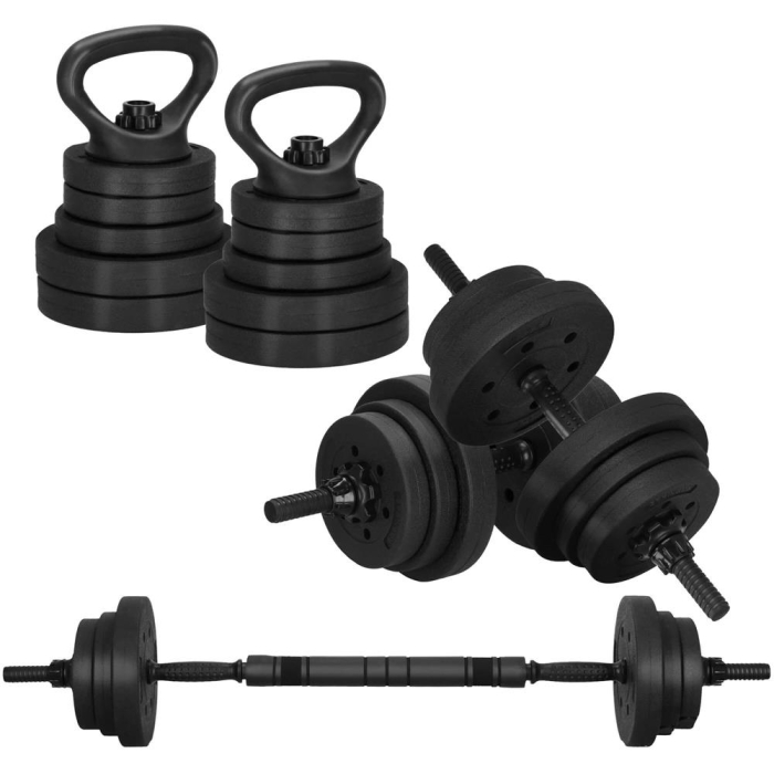Set de greutati multifunctionale transformabil in gantere, kettlebell, haltera, total 19 kg [1]