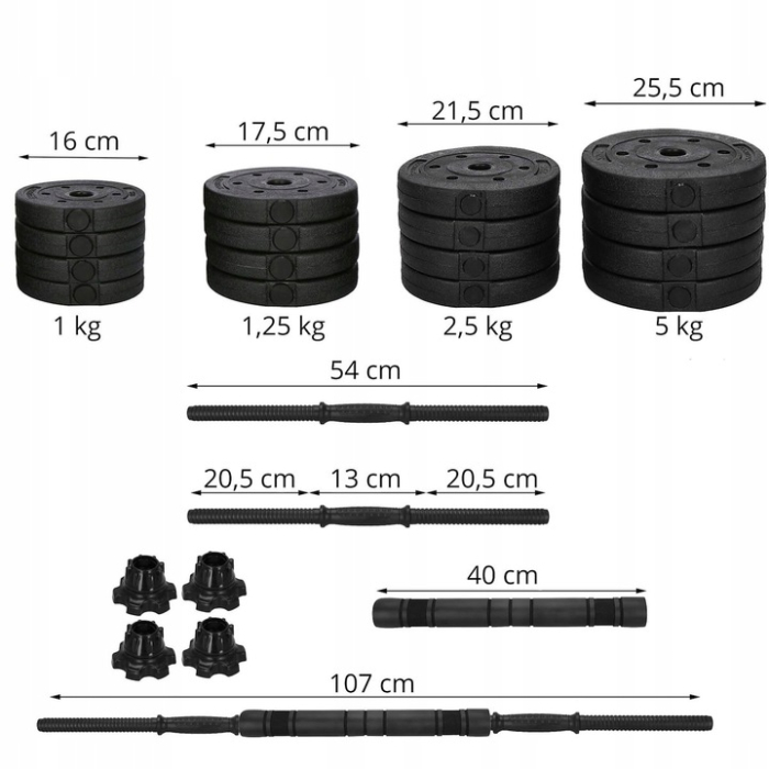 Set de greutati multifunctionale transformabil in gantere, kettlebell, haltera, total 40 kg [9]