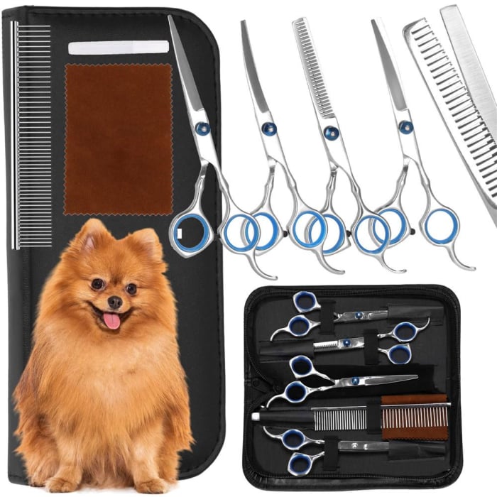 Set de ingrijire pentru animale de companie, cu 4 foarfece pentru tuns si accesorii [5]