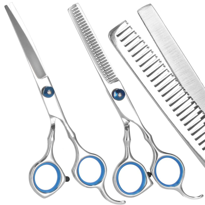 Set de ingrijire pentru animale de companie, cu 4 foarfece pentru tuns si accesorii [15]