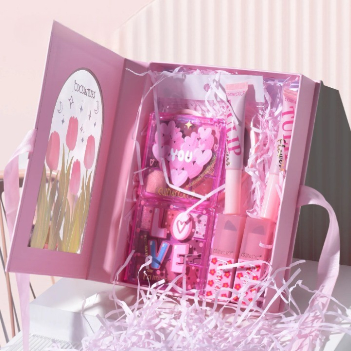 Set de Machiaj, KEVIN & COCO, 22 Culori, Model Lalele, 2 Palete de Farduri, 2 Lip Gloss-uri, 2 Lip Stick-uri, 1 Oglinda Inimioara, 15.7 x 21 x 4 cm, Multicolor [8]