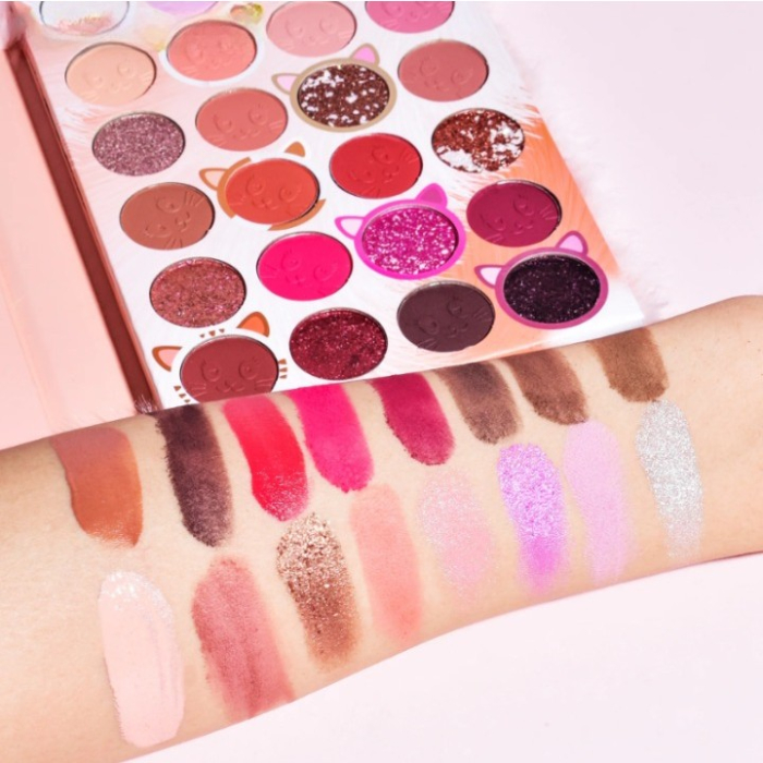 Set de Machiaj Kevin&Coco, 38 culori, Fard Ochi, Iluminatoare si Contouring, Husa Pufoasa, Model Pisicuta, 17.3x12.5x5 cm, Multicolor [4]