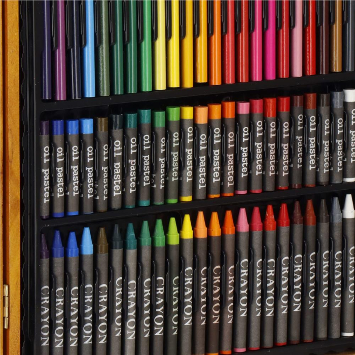 Set de pictura si desen pentru copii, 150 de piese, trusa lemn maro [29]