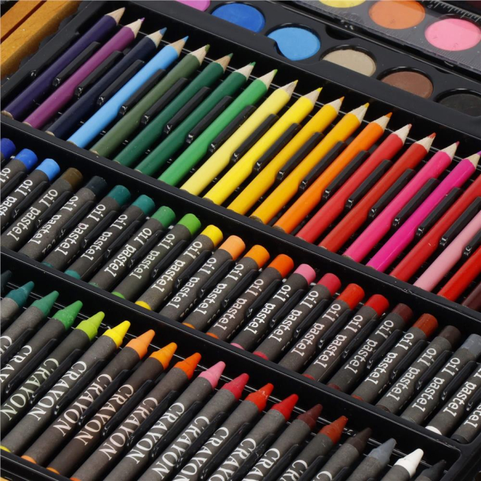 Set de pictura si desen pentru copii, 150 de piese, trusa lemn maro [22]