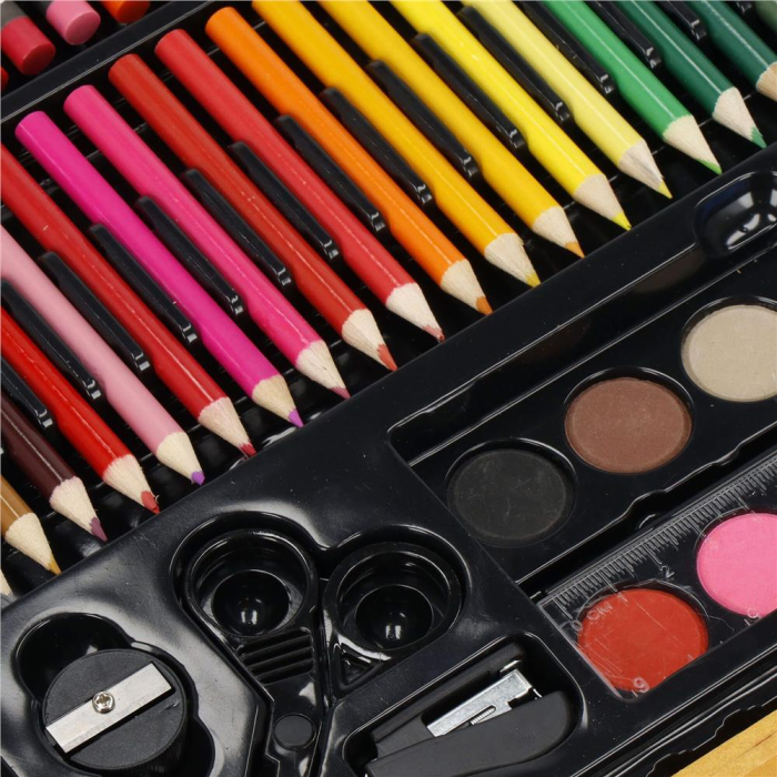 Set de pictura si desen pentru copii, 150 de piese, trusa lemn maro [23]