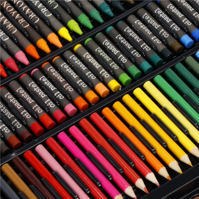 Set de pictura si desen pentru copii, 150 de piese, trusa lemn maro [25]