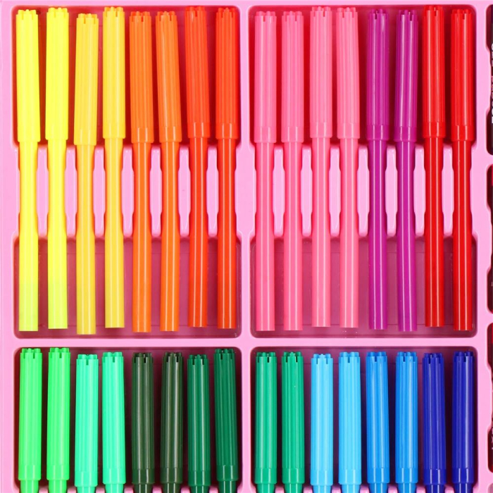 Set de pictura si desen pentru copii, 258 de piese, trusa plastic roz [8]