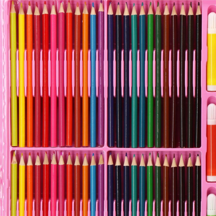 Set de pictura si desen pentru copii, 258 de piese, trusa plastic roz [5]