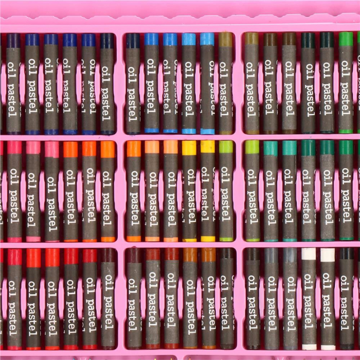 Set de pictura si desen pentru copii, 258 de piese, trusa plastic roz [11]