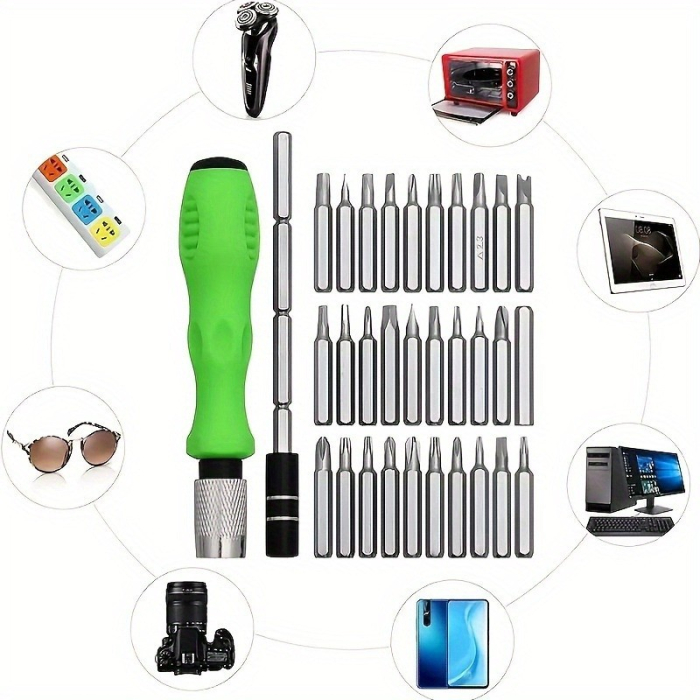 Set Surubelnite 32-in-1 cu Clichet, 30 Capete Cromate, Extensie si Maner Verde - ORIGINAL DEALS [8]