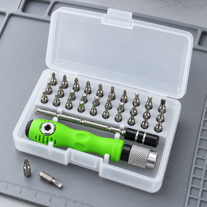 Set Surubelnite 32-in-1 cu Clichet, 30 Capete Cromate, Extensie si Maner Verde - ORIGINAL DEALS [6]