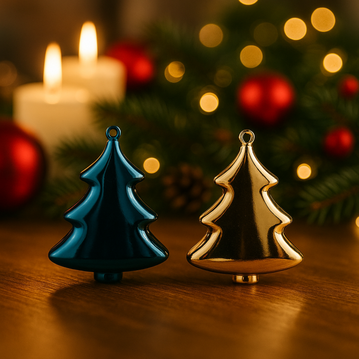 Set decoratiuni Craciun, 44 piese, cu globuri, ghirlanda si varf de brad, albastru si auriu [6]