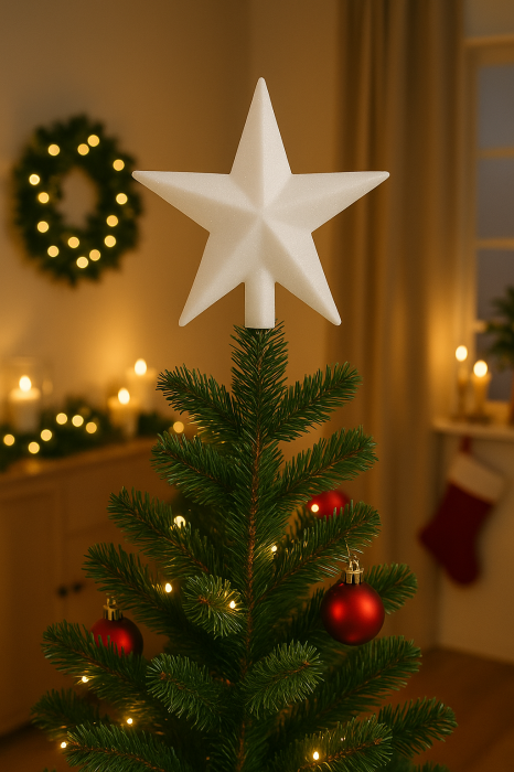 Set decoratiuni Craciun, 44 piese, cu globuri, ghirlanda si varf de brad, rosu si alb [6]