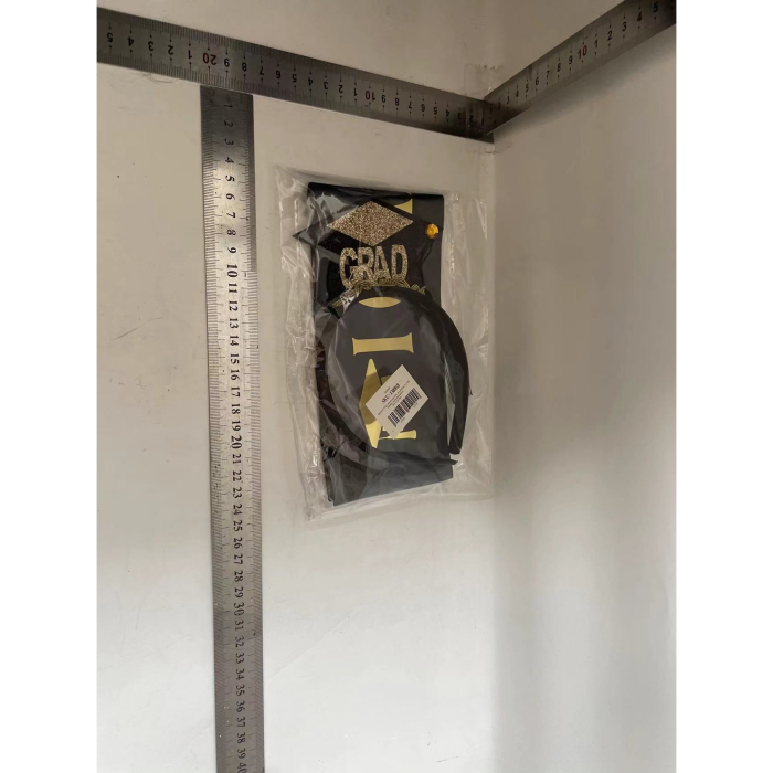 Set din 2 Piese pentru Absolvire, , Panglica si Coronita, Model I Graduated, Negru [2]