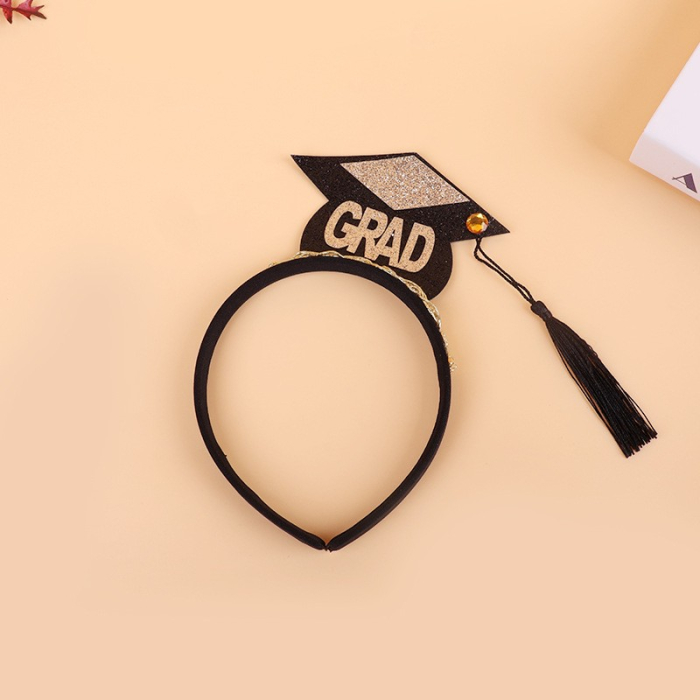 Set din 2 Piese pentru Absolvire, , Panglica si Coronita, Model I Graduated, Negru [9]