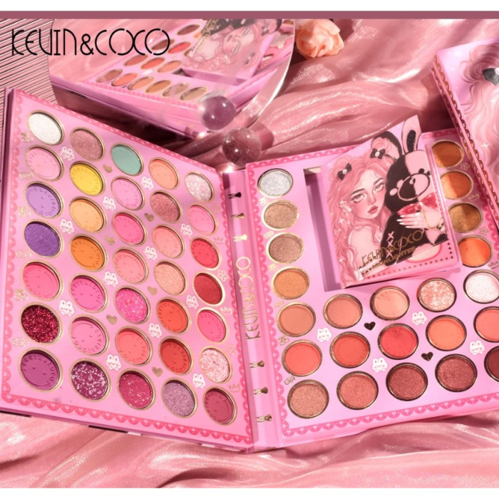 Set farduri 2 in 1 Kevin&Coco, paleta 62 nuante, mini paleta iluminator tip carte, rezistenta ridicata, 22 x 17 cm, 430 g, multicolor [2]