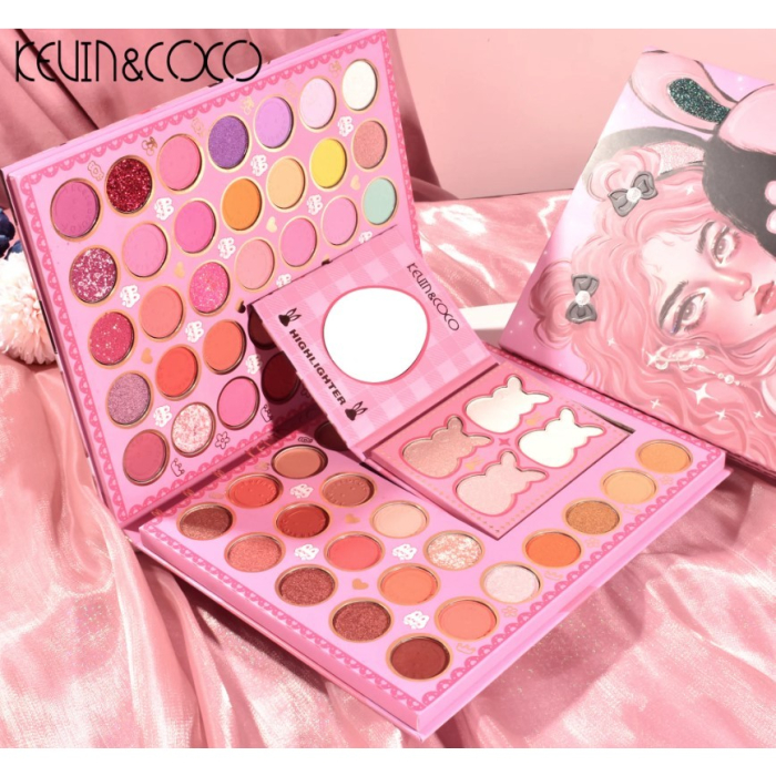 Set farduri 2 in 1 Kevin&Coco, paleta 62 nuante, mini paleta iluminator tip carte, rezistenta ridicata, 22 x 17 cm, 430 g, multicolor [4]