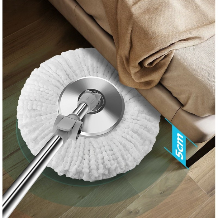 Set Galeata cu Pedala si Mop Rotativ 360°, , Cu Actiune Centrifuga x4, Pentru Uz Casnic, Maner din Otel Inoxidabil Telescopic, 2 Capte din Bumbac, 46x30x28 cm, Verde Matcha [8]