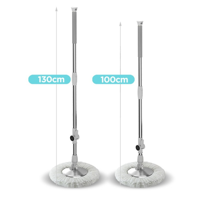 Set Galeata cu Pedala si Mop Rotativ 360°, , Cu Actiune Centrifuga x4, Pentru Uz Casnic, Maner din Otel Inoxidabil Telescopic, 2 Capte din Bumbac, 46x30x28 cm, Verde Matcha [12]