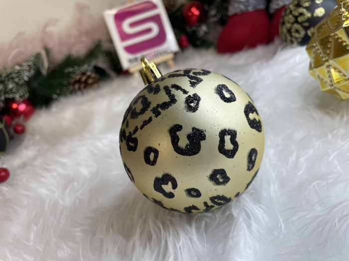 Set globuri de Craciun, 16 bucati, 8cm, 6 modele, negru auriu [19]