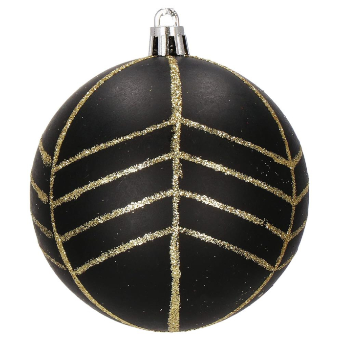 Set globuri de Craciun, 16 bucati, 8cm, 6 modele, negru auriu [6]