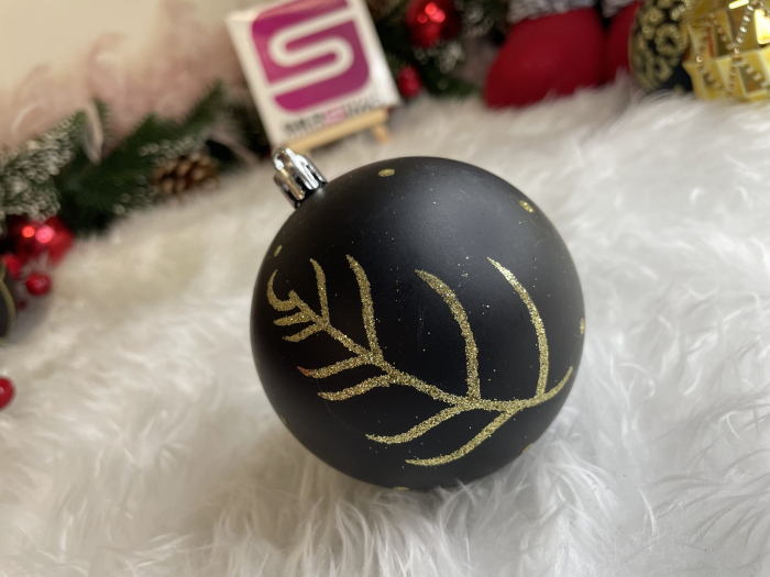 Set globuri de Craciun, 16 bucati, 8cm, 6 modele, negru auriu [21]