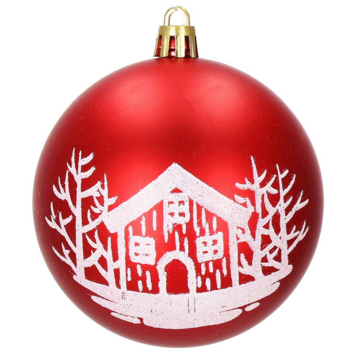 Set globuri de Craciun, 16 bucati, 8cm, 8 modele, rosu alb [6]