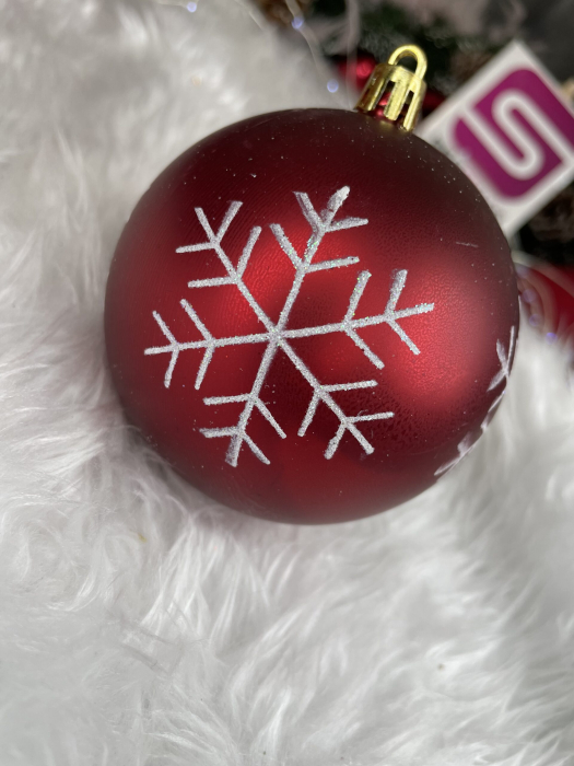 Set globuri de Craciun, 16 bucati, 8cm, 8 modele, rosu alb [16]