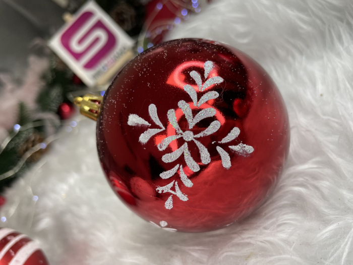 Set globuri de Craciun, 16 bucati, 8cm, 8 modele, rosu alb [18]