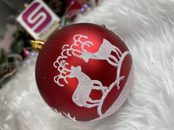 Set globuri de Craciun, 16 bucati, 8cm, 8 modele, rosu alb [19]