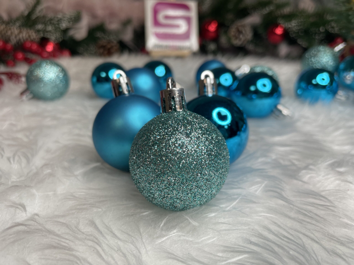 Set globuri de Craciun, 20 bucati, 3 modele, 4cm, albastru [19]