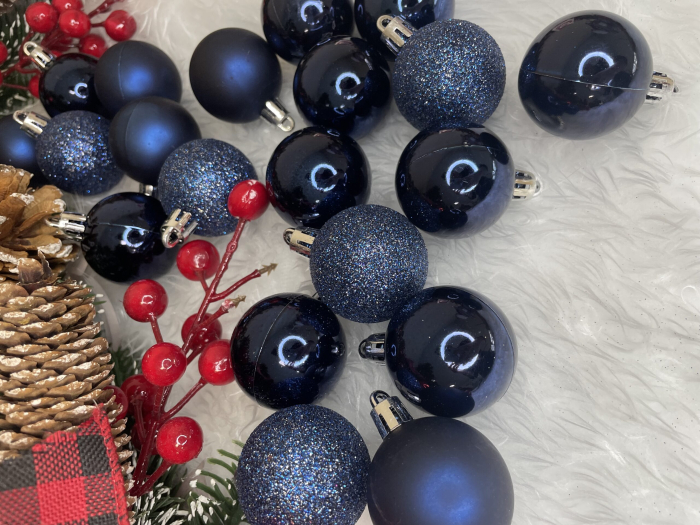 Set globuri de Craciun, 20 bucati, 3 modele, 4cm, albastru inchis [18]