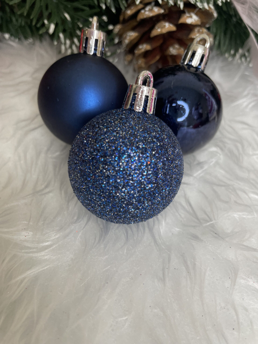 Set globuri de Craciun, 20 bucati, 3 modele, 4cm, albastru inchis [15]