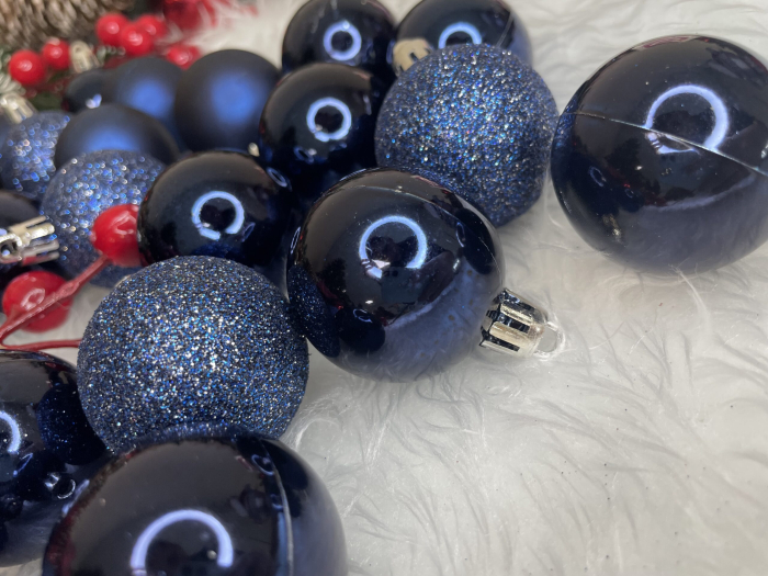 Set globuri de Craciun, 20 bucati, 3 modele, 4cm, albastru inchis [19]