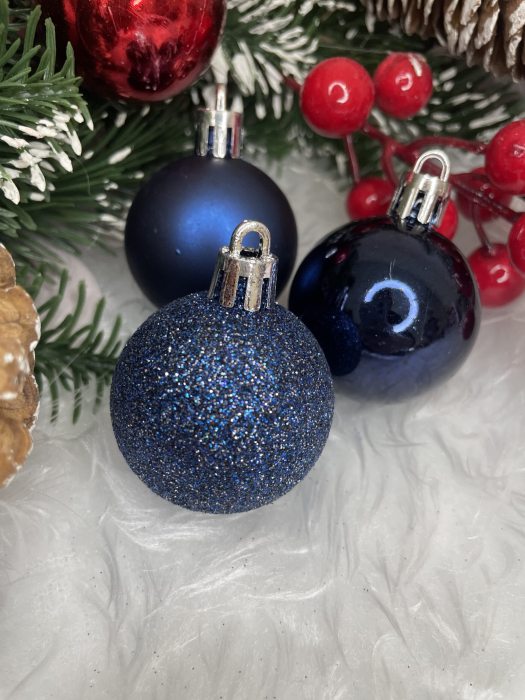 Set globuri de Craciun, 20 bucati, 3 modele, 4cm, albastru inchis [17]