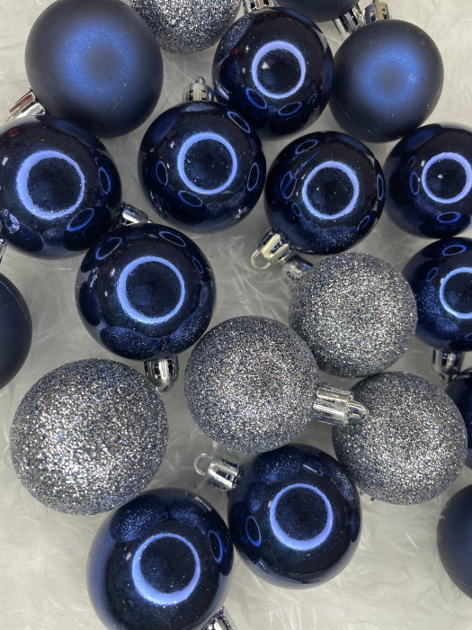 Set globuri de Craciun, 20 bucati, 3 modele, 4cm, albastru marin [15]