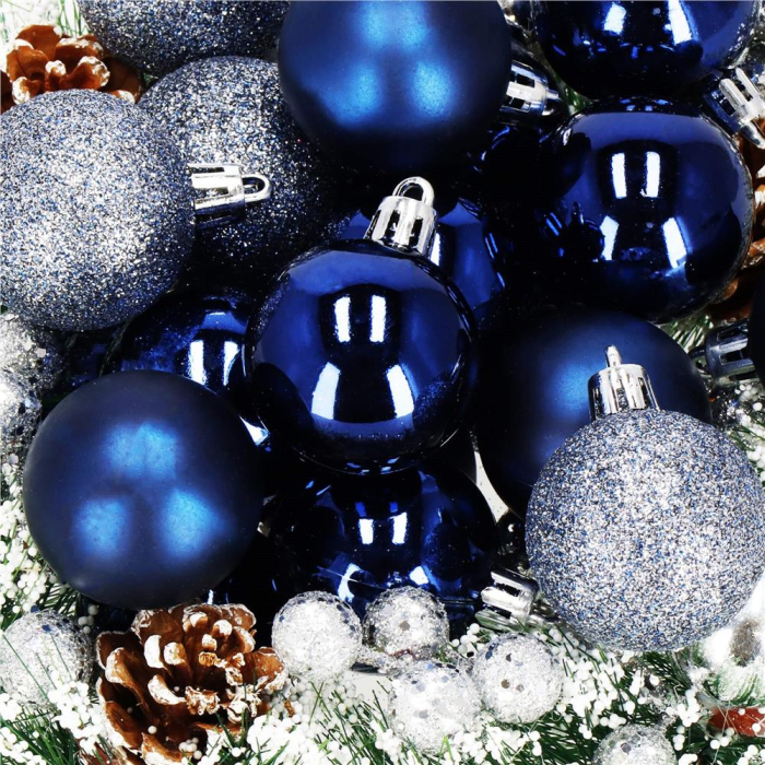 Set globuri de Craciun, 20 bucati, 3 modele, 4cm, albastru marin [4]