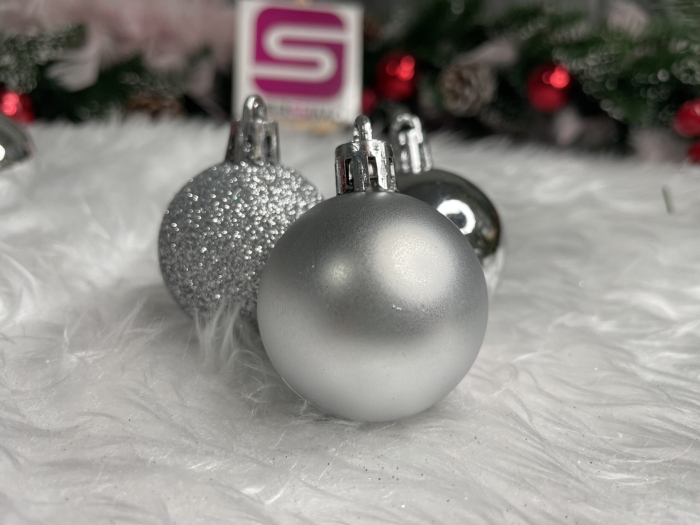 Set globuri de Craciun, 20 bucati, 3 modele, 4cm, argintiu [15]