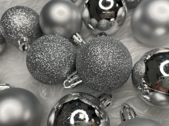 Set globuri de Craciun, 20 bucati, 3 modele, 4cm, argintiu [19]