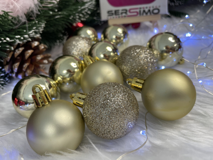 Set globuri de Craciun, 20 bucati, 3 modele, 4cm, argintiu rose [10]