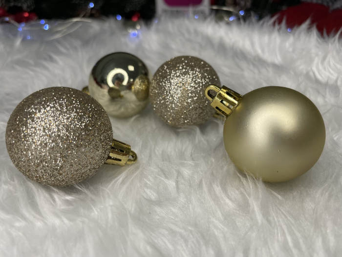 Set globuri de Craciun, 20 bucati, 3 modele, 4cm, argintiu rose [13]