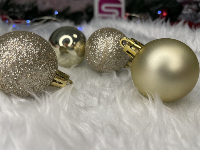 Set globuri de Craciun, 20 bucati, 3 modele, 4cm, argintiu rose [12]