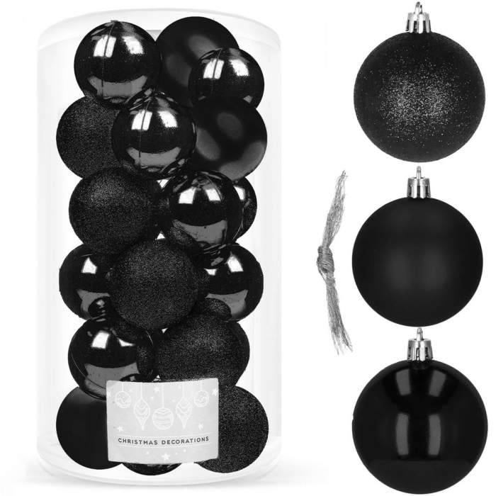 Set globuri de Craciun, 20 bucati, 3 modele, 4cm, negru [8]