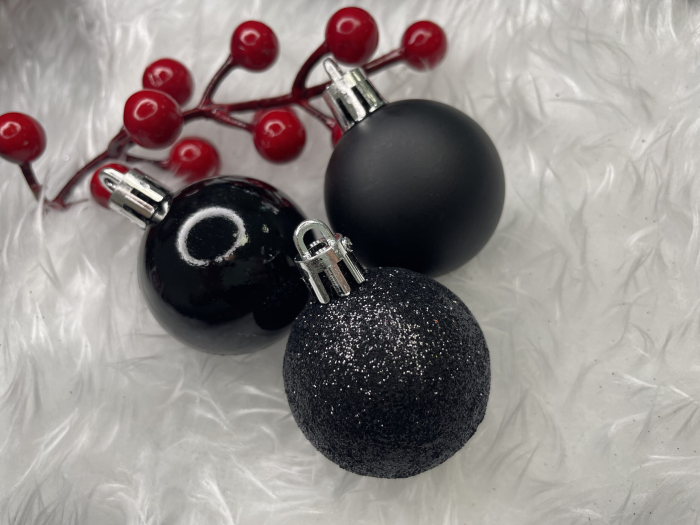 Set globuri de Craciun, 20 bucati, 3 modele, 4cm, negru [20]